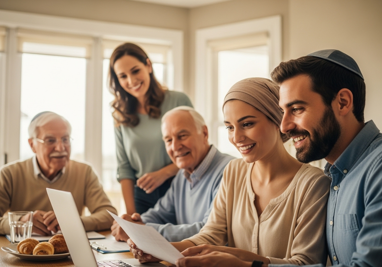Family discussing finances with Jewish values